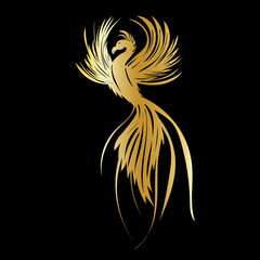 Fototapeta premium phoenix bird golden silhouette isolated, vector