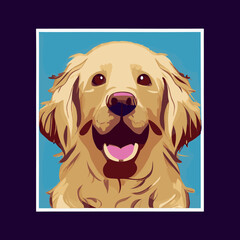 Golden retriever flat logo illustration. Graphic design. Vector dog head. - obrazy, fototapety, plakaty