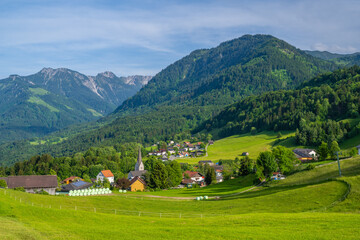 Dorf Gurtis bei Nenzing im Walgau, in Vorarlberg, Österreich
