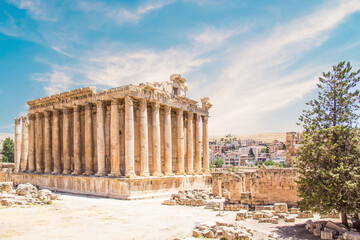 Naklejka premium Beautiful view of the Temple of Bacchus in the ancient city of Baalbek, Lebanon