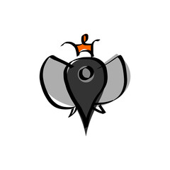 Obraz premium a simple and minimalist illustration logo depicting an elephant's head wearing a crown