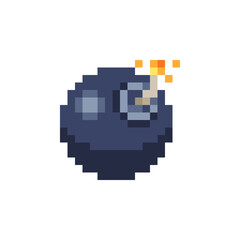 Bomb icon. Pixel art style. Game assets. 8-bit style. Old school computer graphic design. Isolated abstract vector illustration. 