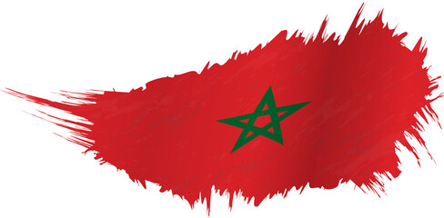 Flag of Morocco in grunge style with waving effect.