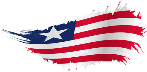 Flag of Liberia in grunge style with waving effect.