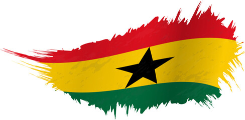 Flag of Ghana in grunge style with waving effect.
