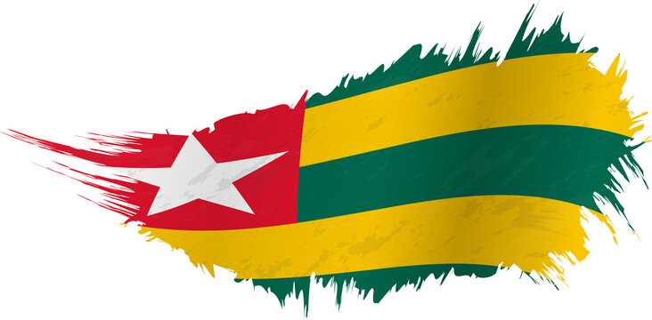 Flag of Togo in grunge style with waving effect.