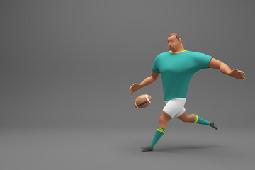 Fototapeta na wymiar 3d rendering Rugby players fight for the ball on professional rugby