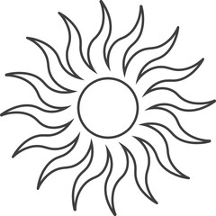 Tribal flaming sun stencil Outline illustration