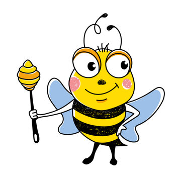 Bee Male Mascot with Honey Dipper