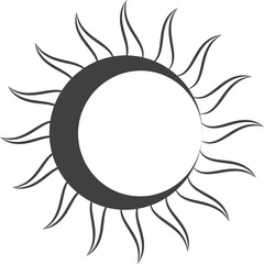 Tribal flaming sun stencil Outline illustration