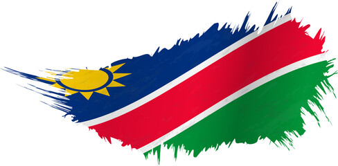 Flag of Namibia in grunge style with waving effect.