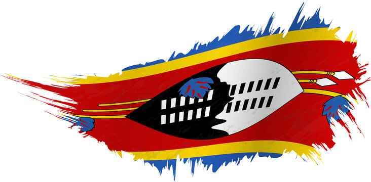 Flag of Swaziland in grunge style with waving effect.