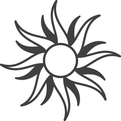 Tribal flaming sun stencil Outline illustration