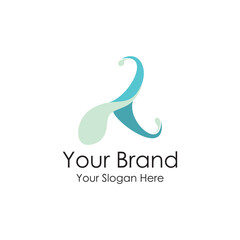 simple fresh initial water logo premium