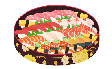 大皿寿司のイラスト素材