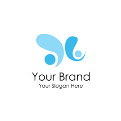 simple wave water iconic blue logo premium