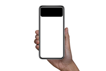 Smartphone similar to iphone 14 with blank white screen for Infographic Global Business Marketing...
