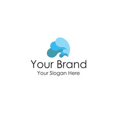 simple wave water iconic blue logo premium