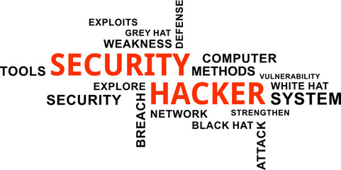 Obraz premium word cloud - security hacker
