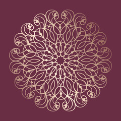Mandala circle logo in bronze color. Emblem for luxury business 