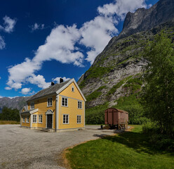 Fototapeta na wymiar The Troll Wall or Trollveggen, Romsdalen valley, Rauma, Møre og Romsdal, Norway.