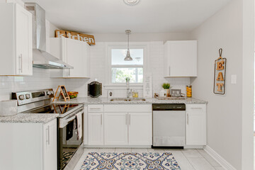 Modern Kitchen Interior Design Home Decor Farmhouse Style White Accent Rug