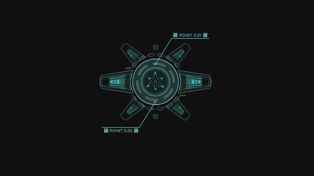animated sci fi element in a futuristic style, for a spaceship, weapon in a game or movie with alpha channel