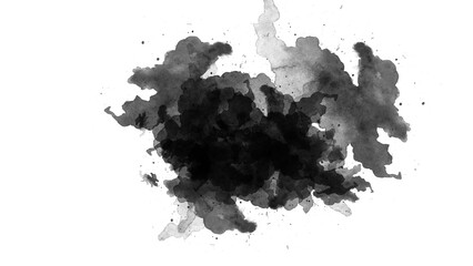 Brushstroke. Grunge brushes. Strokes of black paint. digitally created Hand-painted brush stroked abstract ink splash, blot, splat, brush stroke, fluid art, overlay, alpha matte composition, spread.