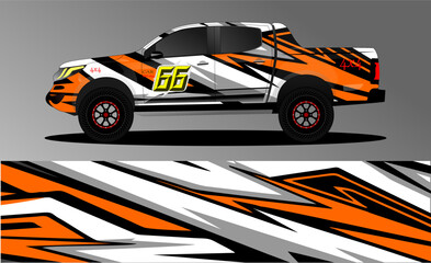 Pickup truck decal designs, Cargo van and car wrap vector. abstract graphic stripe for advertisement, race car, adventure and vehicle livery
