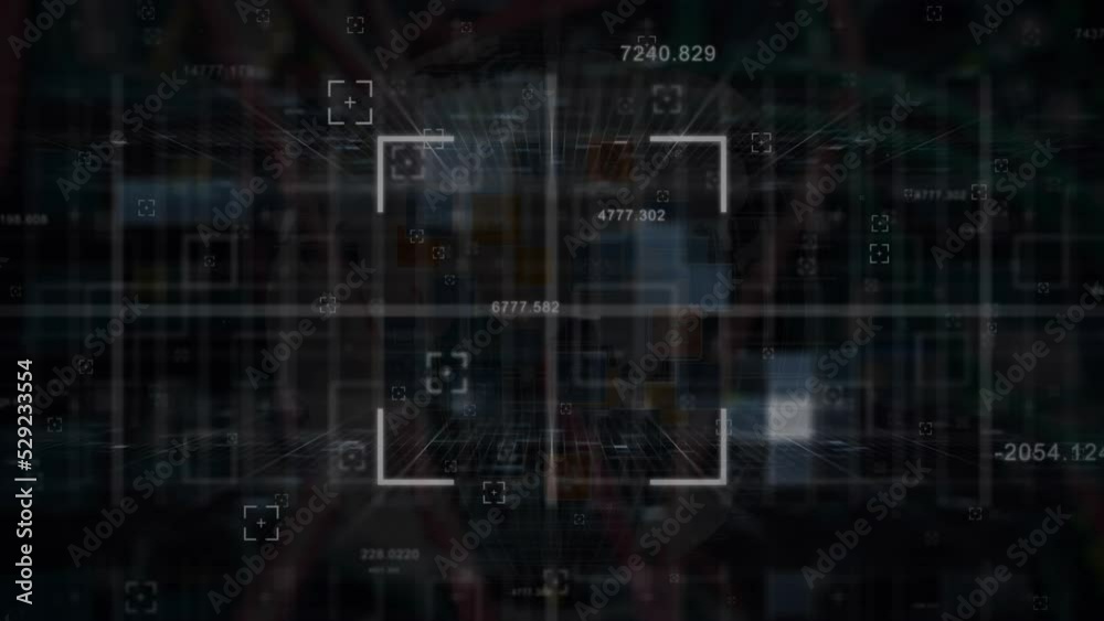 Poster animation of scope with numbers and data processing