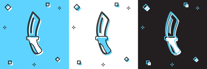 Set Diving knife icon isolated on blue and white, black background. Vector