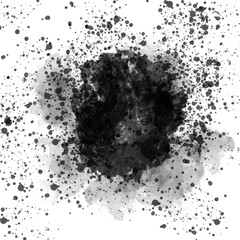 watercolor paint brush stroke. ink splash transition. Abstract inkblot, splat, fluid art, overlay, alpha matte composition, spread on a white paper background. ink transition splatter blot spreading.