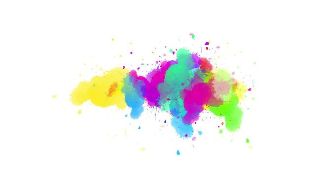 ink splash transition watercolor paint brush stroke. Abstract inkblot, splat, fluid art, overlay, alpha matte composition, spread on a white paper background. ink transition splatter blot spreading.