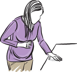 pregnant women in pain health condition care vector illustration