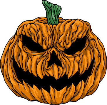 A Halloween scary evil pumpkin jack o lantern cartoon illustration