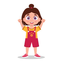 The child rejoices in victory. Vector illustration