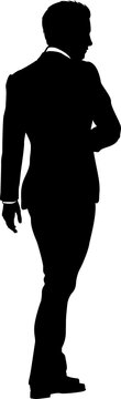 A Business Man In A Smart Suit And Tie Silhouette Outline Person