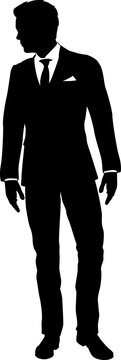 A Business Man In A Smart Suit And Tie Silhouette Outline Person