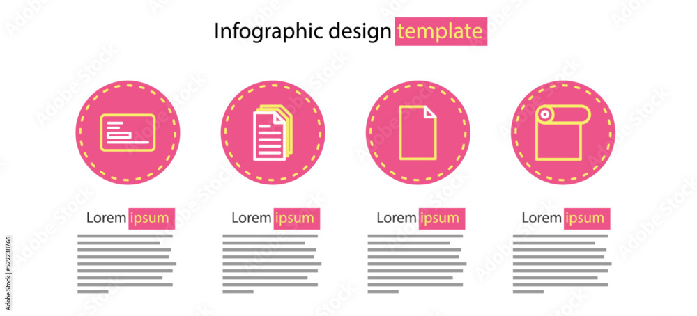 Sticker set line empty document, roll of paper, file and business card icon. vector