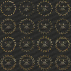 Golden circle flower frame wreath