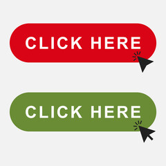 Click here buttons with pointer. choice web buttons set with arrows pointer. vector illustration. Easy editable stroke. EPS 10.