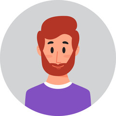 Avatar icon, guy flat style. Vector graphics eps 10.