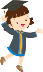  happy smiling graduate students in graduation gowns holding diplomas