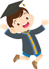  happy smiling graduate students in graduation gowns holding diplomas