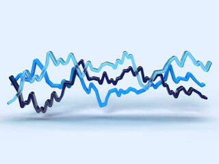 3D graph chart with a colorful separated section on a light background. Illustration for sustainable business, ecological development, or big data. visualization of information.