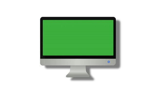 Computer desktop with green screen drop in