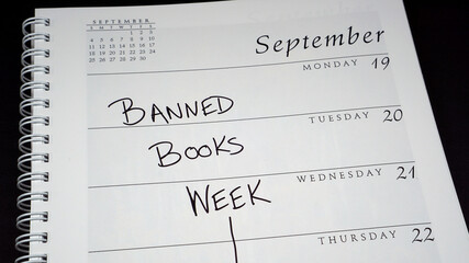 Banned Books Week marked on a calendar in September 2022.