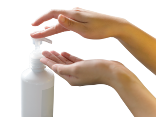 Closeup women use alcohol gel to cleaning hand and clear bacteria for stop corona virus outbreak. Protection against the virus, Covid 19, coronavirus 2019