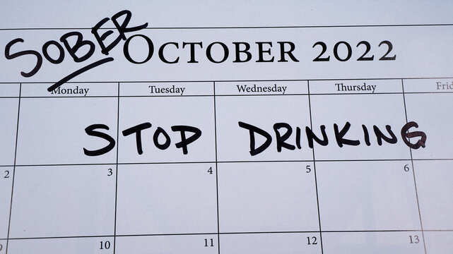 Sober October marked on a 2022 calendar. Sober October is the new and more poetic Dry January. It involves cutting out alcohol for 31 days, often for charity.
