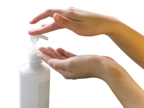 Closeup women use alcohol gel to cleaning hand and clear bacteria for stop corona virus outbreak. Protection against the virus, Covid 19, coronavirus 2019